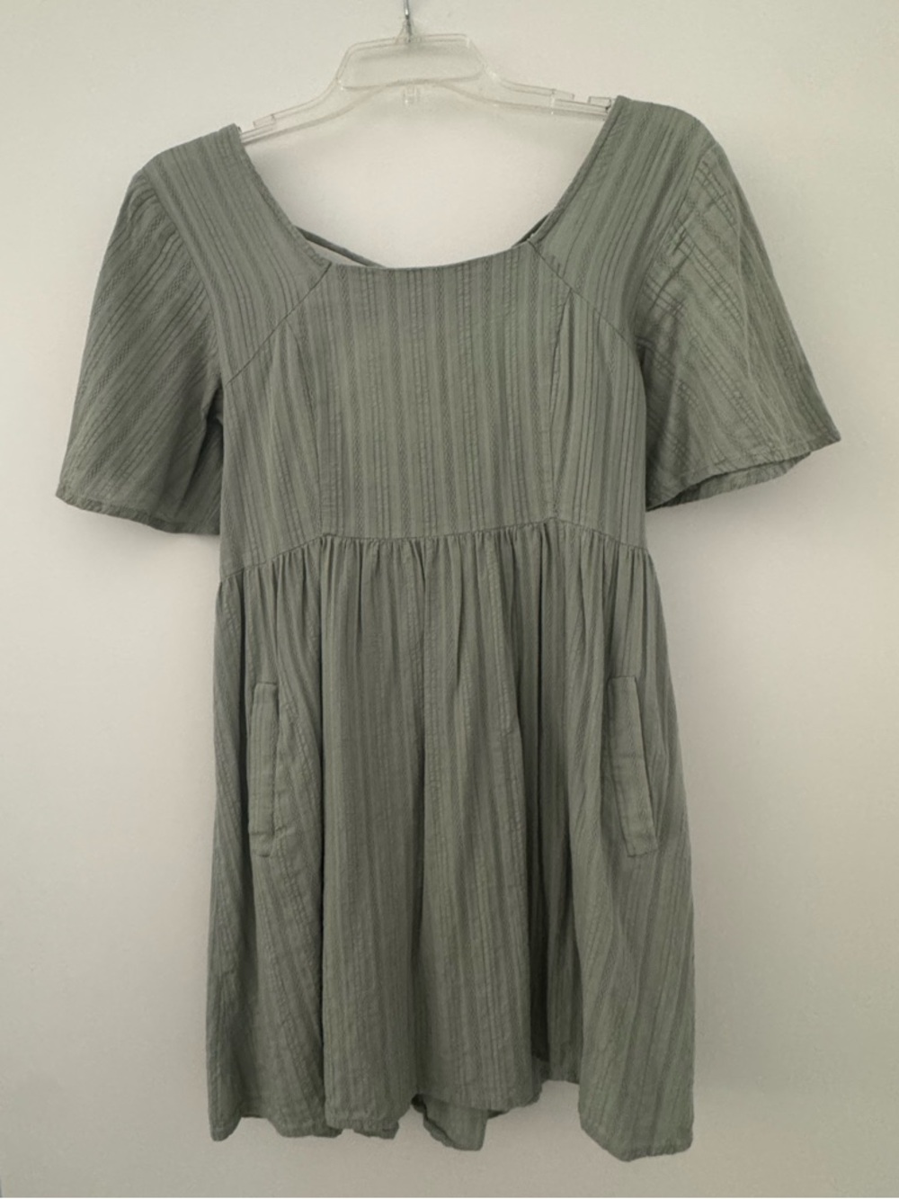 Sage Green Short Sleeve Babydoll Dress